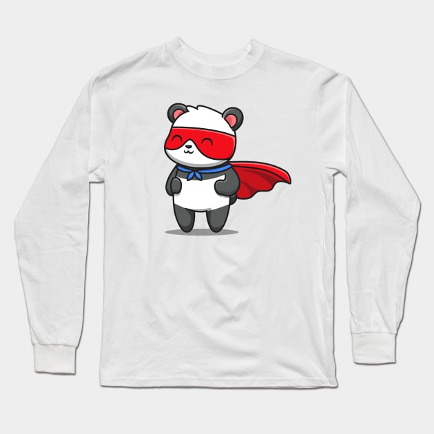 Cute Panda Hero Long Sleeve T-Shirt by Catalyst Labs